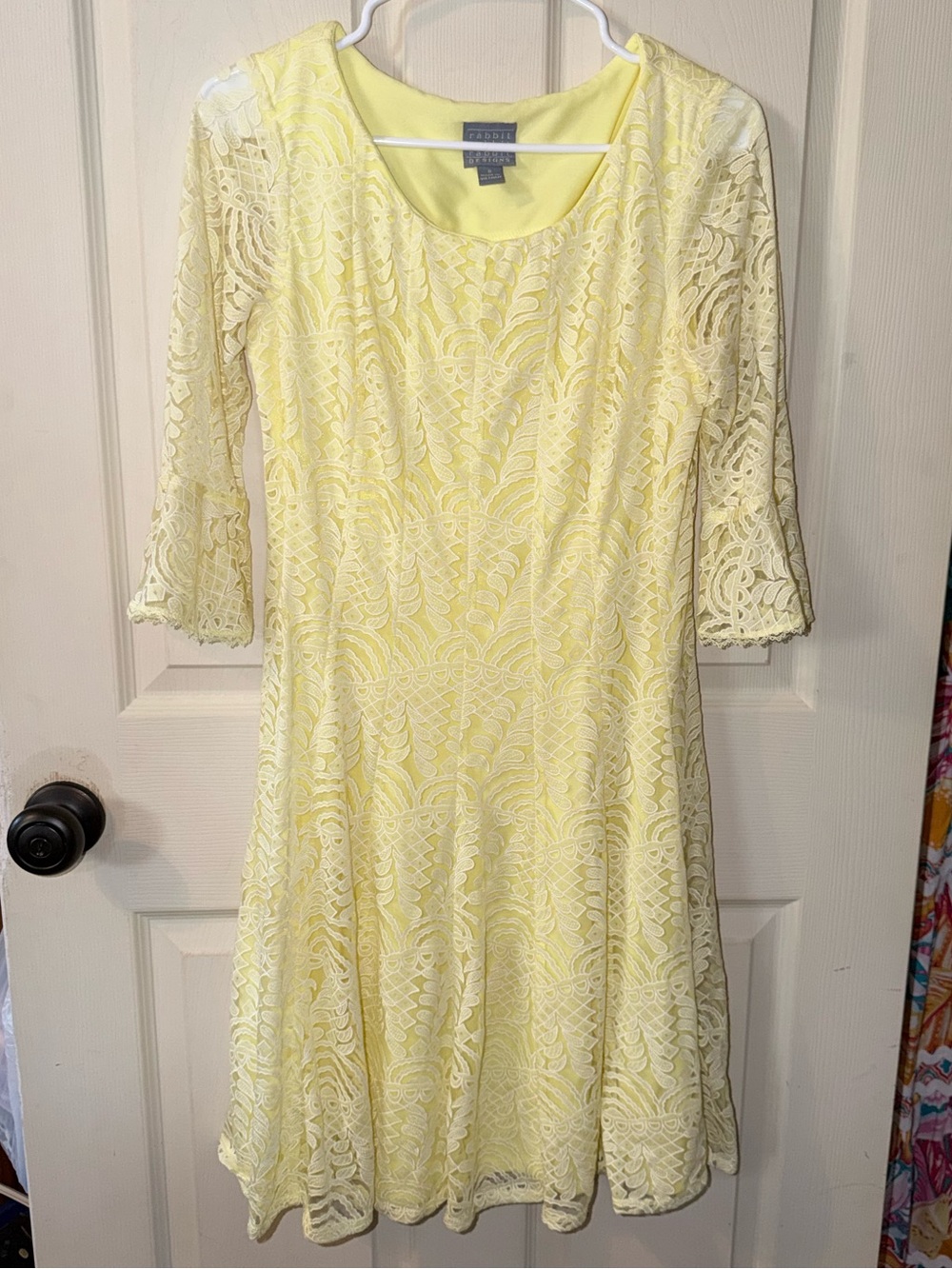 Rabbit RR Yellow Lace Fit & Flare Dress